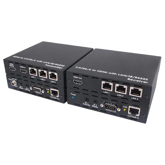 VAEXHDMI+100 HDMI extender szett, HD BaseT, 4K 3D support, kétirányú infra, RS232,, 3-3db LAN csatla